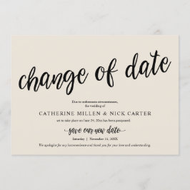 Verandering van trouwdatum, Crème, Aankondigingska Kaart