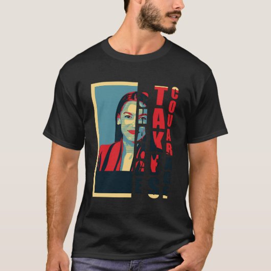Verandering volgt Courage Alexandria Ocasio-Cortez T-shirt (Voorkant)