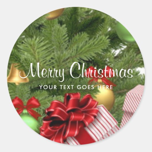 Veranderlijke Merry Christmas Text Gifts Sjabloon Ronde Sticker (Voorkant)