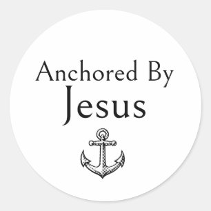 Verankerd door Jezus, modern eenvoudig minimaal, e Ronde Sticker