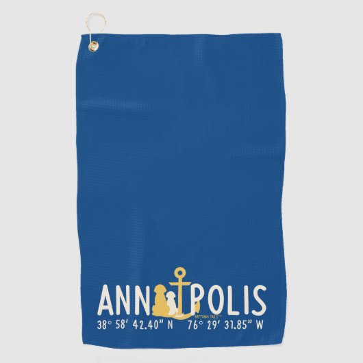 Verankerd in Annapolis Dog Golf Towel Golfhanddoek (Voorkant)