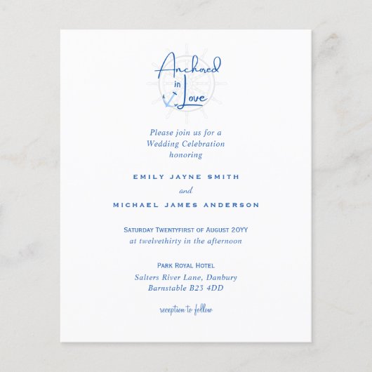Verankerd in de Liefde Moderne Nautische Trouwkaar (Voorkant)