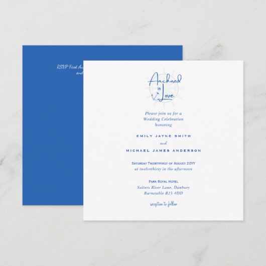 Verankerd in de Notical Wedding Invitation van de  (Voorkant / Achterkant)
