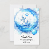 Verankerd in Joy: Nautical Boy Baby shower Bedankkaart (Voorkant)