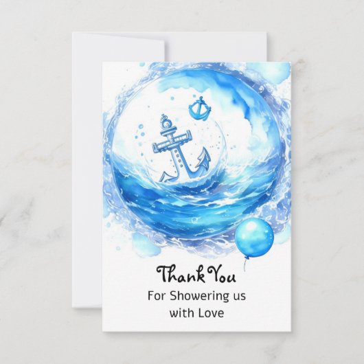 Verankerd in Joy: Nautical Boy Baby shower Bedankkaart (Voorkant)