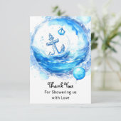 Verankerd in Joy: Nautical Boy Baby shower Bedankkaart (Staand voorkant)