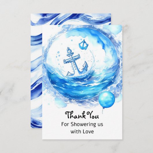 Verankerd in Joy: Nautical Boy Baby shower Bedankkaart (Voorkant / Achterkant)