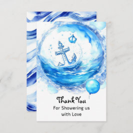 Verankerd in Joy: Nautical Boy Baby shower Bedankkaart