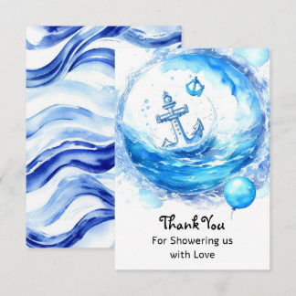 Verankerd in Joy: Nautical Boy Baby shower Bedankkaart