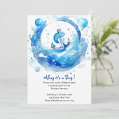 Verankerd in Joy: Nautical Boy Baby shower Kaart (Staand voorkant)