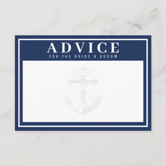 Verankerd in Liefde Blauw Anker Bruiloft Advies Informatiekaartje (Voorkant)