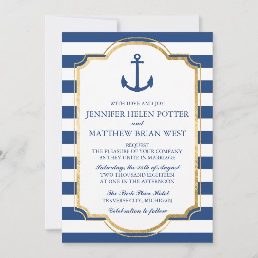 Verankerd in liefde in nautische anker streep brui kaart (Voorkant)