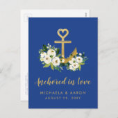 Verankerd in Liefde Nautical Save the Date Briefka Feestdagenkaart (Voorkant / Achterkant)