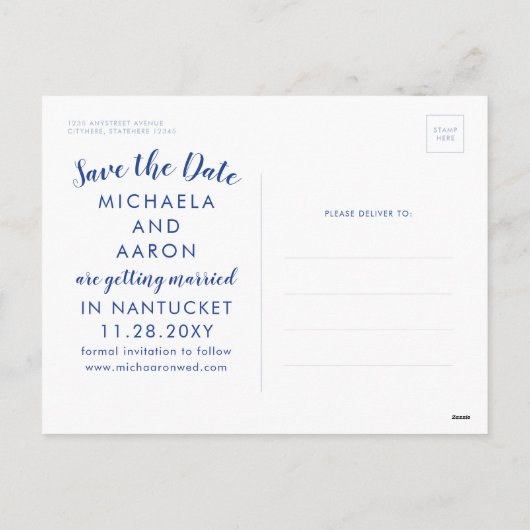 Verankerd in Liefde Nautical Save the Date Briefka Feestdagenkaart (Achterkant)