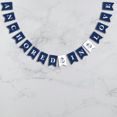 Verankerd in Liefde Nautisch Blauw Anker Bruiloft Vlaggetjes