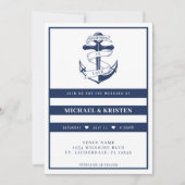 Verankerd in Liefde Wit & Blauw Anker Bruiloft Kaart (Voorkant)