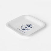 Verankerd in Liefde Wit Nautisch Anker Bruiloft Papieren Bordje (Gebogen)