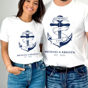 Verankerd in liefde Witte nautische anker trouw  T-shirt