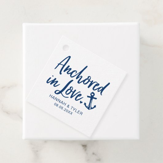Verankerd in Love Beach Nautical Weddenschap Bedankjes Labels (In situ)