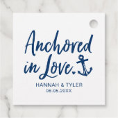 Verankerd in Love Beach Nautical Weddenschap Bedankjes Labels (Achterkant)