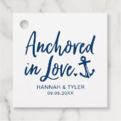 Verankerd in Love Beach Nautical Weddenschap Bedankjes Labels (Voorkant)