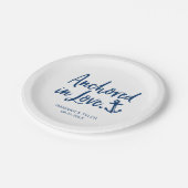 Verankerd in Love Beach Nautical Weddenschap Papieren Bordje (Gekanteld)