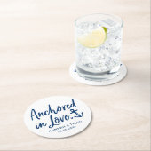 Verankerd in Love Beach Nautical Weddenschap Ronde Kartonnen Onderzetter (Insitu)