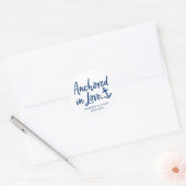 Verankerd in Love Beach Nautical Weddenschap Ronde Sticker (Envelop)
