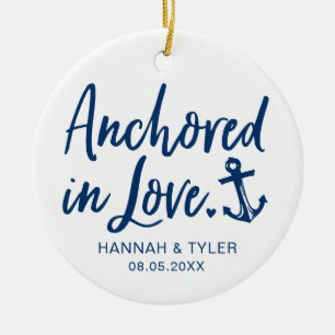 Verankerd in Love Pas getrouwd Keramisch Ornament