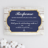 Verankerd in Love Rustic Nautical Anchor Stripe RSVP Kaartje
