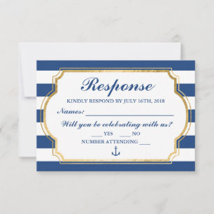 Verankerd in Nautical Anchor Stripe RSVP Kaartje
