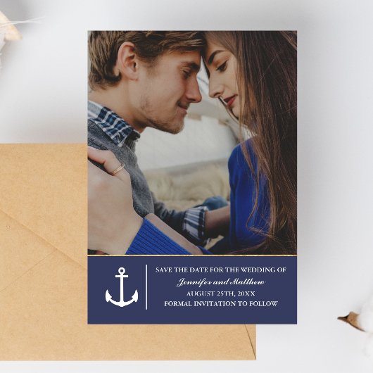 Verankerd in Nautical Rustic Anchor uit de liefde Save The Date