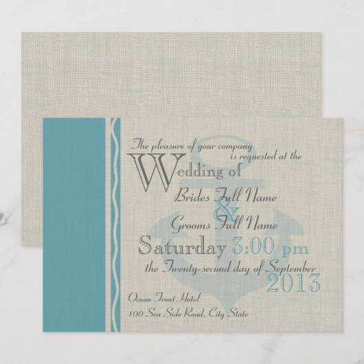 Verankerd met liefde Ocean Side Wedding Kaart (Voorkant / Achterkant)