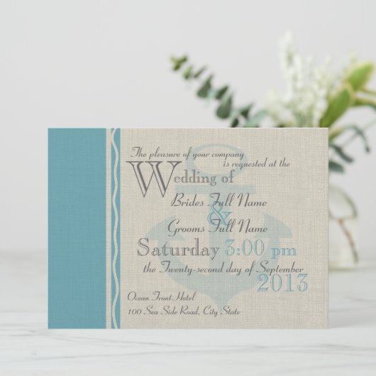 Verankerd met liefde Ocean Side Wedding Kaart (Staand voorkant)