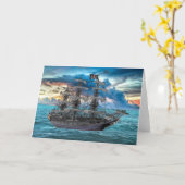 VERANKERD PIRATENSCHIP BIJ ZONSONDERGANG KAART (Gele Bloem)