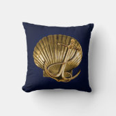 Verankerd Seashell Nautical | marine en goud Kussen (Voorkant)