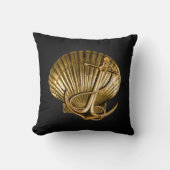 Verankerd Seashell Nautical | zwart en goud Kussen (Voorkant)