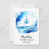 Verankerde liefde nautische jongen Baby shower Bedankkaart (Voorkant)