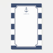 Verankerde naam | Navy Blue Nautical Thed Post-it® Notes (Voorkant)