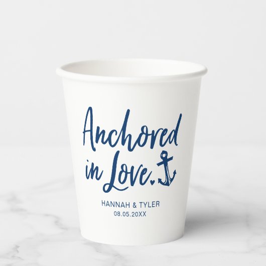 Verankerde Nautical Weddenschap Paper Cups in Love Papieren Bekers (Voorkant)