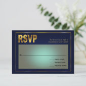 Verankerde Nautical Wedding Seashell | marine en g RSVP Kaartje (Staand voorkant)