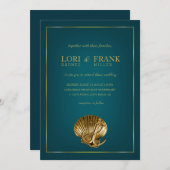 Verankerde Nautical Wedding Seashell | turquoise Kaart (Voorkant / Achterkant)