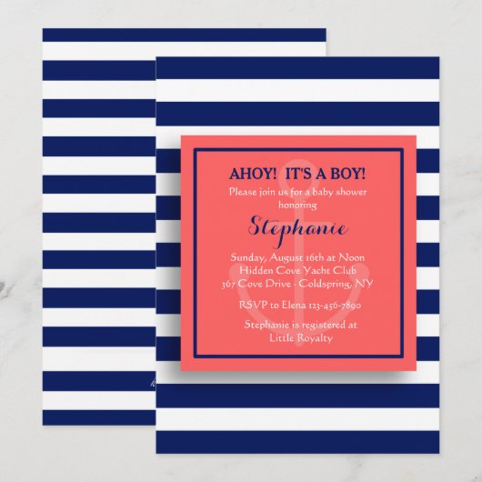 Verankerde Nautische Uitnodiging (Voorkant / Achterkant)