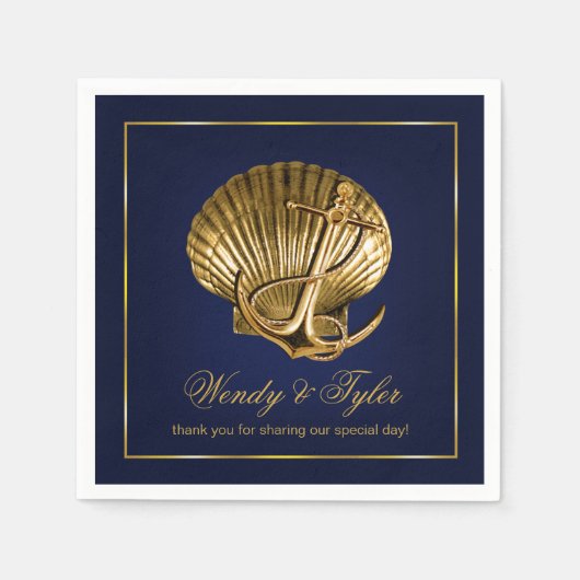 Verankerde Seashell Nautische Cocktail Party | Nav Servetten (Voorkant)