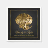 Verankerde Seashell Nautische Cocktail | Zwart en Servetten (Voorkant)