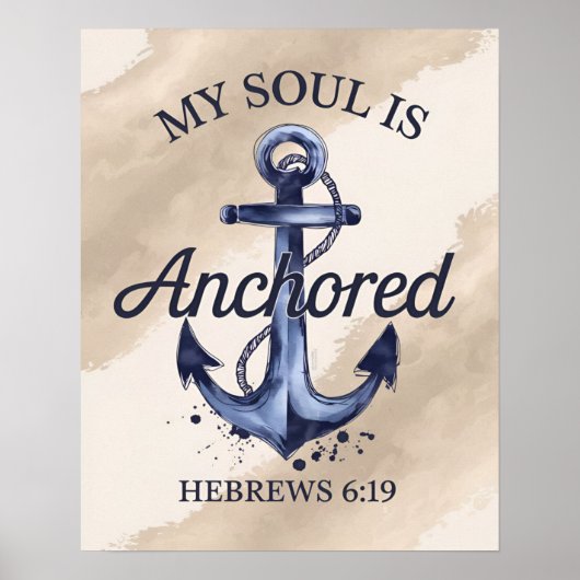 Verankerde ziel Hebreeën 6:19 Bijbelvers Poster (Voorkant)