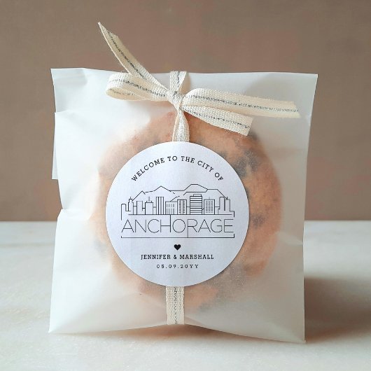 Verankering skyline | Bruiloft Welkom Favor Ronde Sticker