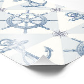 Verankers- en scheepswielpatroon foto afdruk (Hoek)