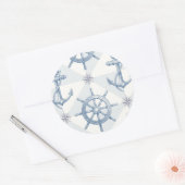 Verankers- en scheepswielpatroon ronde sticker (Envelop)