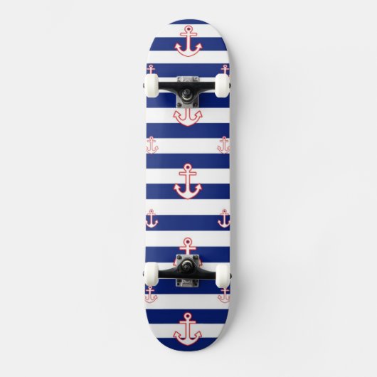 Verankers op het Nautisch Patroon van Stripes Persoonlijk Skateboard (Voorkant)